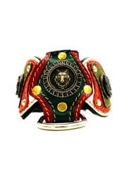 Wolf Figured Leather Luxury Dog Collar