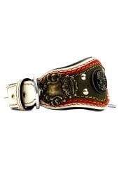 Wolf Figured Leather Luxury Dog Collar